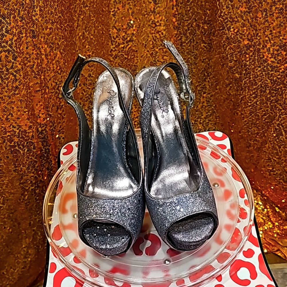 J Cupid Silver Sparkly Glitter High Heels size 6 - Picture 7 of 10